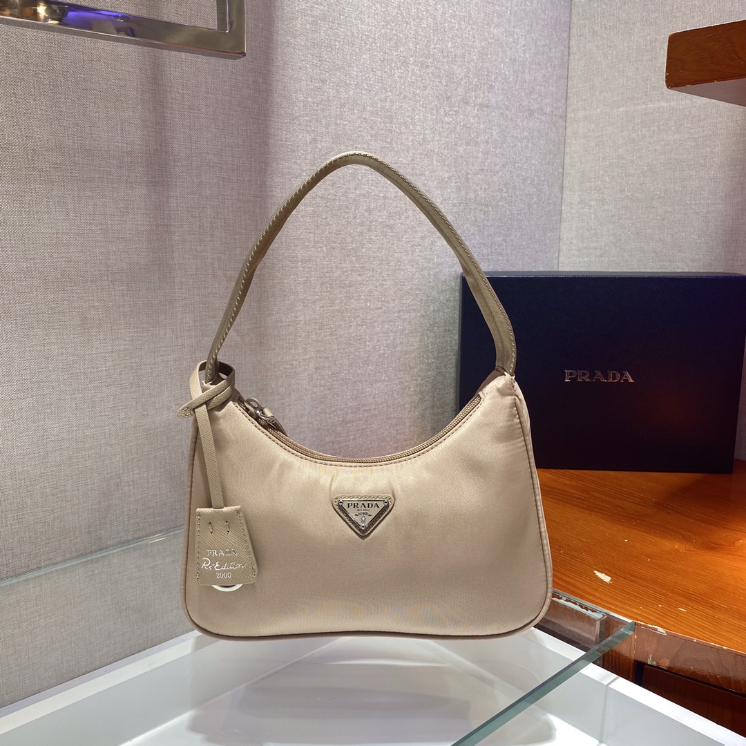 Prada Mini Re Nylon Re Edition 2000 Hobo Bag Handbag Desert Beige 1NE515